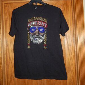 Womens Size Large L Have a WILLIE Nice Day NELSON Studded Rhinestone Bling Shirt